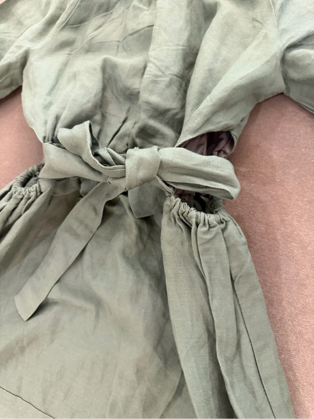 Bardot Olive Green Tie-Waist Cotton Dress